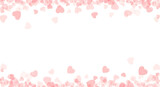 Soft pink hearts scattered across the top and bottom borders on a transparent background, symbolizing love and romance