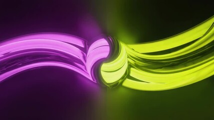 Wall Mural - two glowing neon lights, one green and one purple, intertwining and creating a mesmerizing abstract 