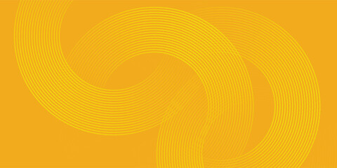 Wall Mural - glowing yellow geometric lines on an orange background. modern shiny yellow circle abstract. vector 