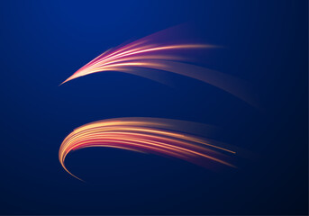 Glow of neon streaks moves through motion trail abstract blur line digital energy futuristic electric pattern network stream pink blue background design art