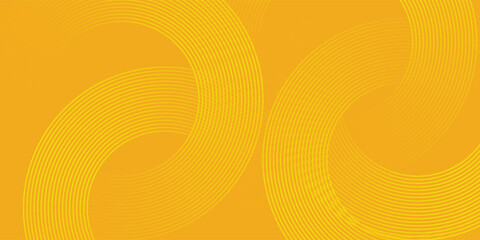 Wall Mural - glowing yellow geometric lines on an orange background. modern shiny yellow circle abstract. vector 