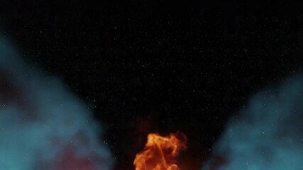 Wall Mural - bright flames burning vividly in the heart of a nebula, surrounded by swirling turquoise and reddish