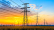 © wiparat - High voltage electricity tower sky sunset landscape,industrial background