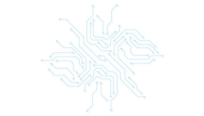 Technology blue circuit diagram on white background. High-tech circuit board connection system.Vector abstract technology on white background.