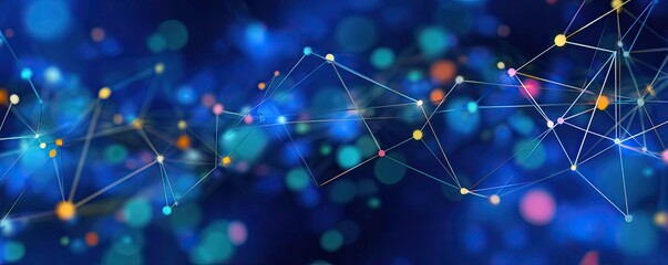 Digital Network Visualization Global Abstract Background Tech Environment Close-up View Blue Glow Concept
