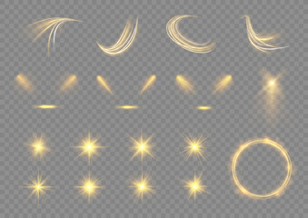 Wall Mural - light effect yellow flare glow shine sparkle line background star beam ray sun spark neon glare vect