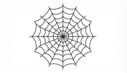 Perfect spider web circular pattern vector illustration in black outline design