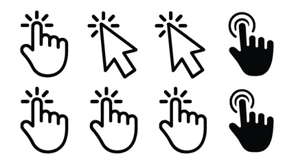 Clicking Hand Cursor and Finger Tapping Icons for User Interface Design and Web Development Projects