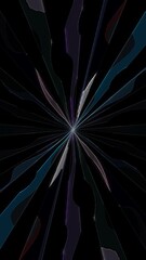 Wall Mural - 3D animation vertical beautiful video colorful abstract bright light energy 4K of smooth lines waves glittering light effect on black background
