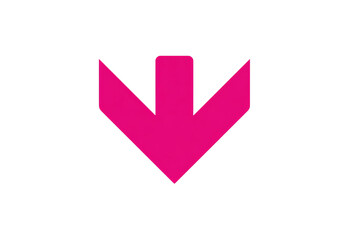 Wall Mural - A pink arrow pointing down on a white background