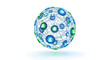 © maiwya - A digital sphere of interconnected nodes representing a global social network and worldwide communication technology