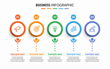 Wall Mural - business infographic template with 5 options or steps. can be used for workflow layout, diagram, ann