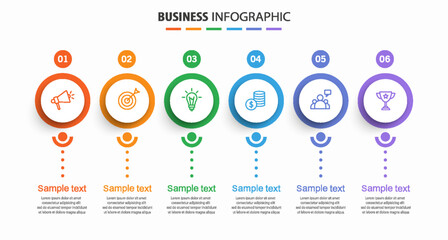 Wall Mural - business infographic design template with 6 options, steps or processes. can be used for workflow la