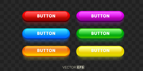 Wall Mural - Neon Light button, frame label, event bar casino, buttons with color. Vector illustration