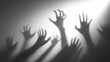 © Cool-Hunter - Shadow overlay effect for halloween background with Terrifying scary hands with long nails,Creepy monster claw,silhouette of hands,zombie hand rising out of a graveyard