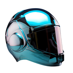A 1980s-inspired helmet with transparent LED display and sleek chrome finish