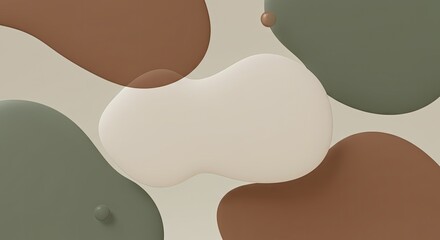 Wall Mural - Abstract 3D Render: Organic Shapes in Earthy Tones, Minimalist Design.