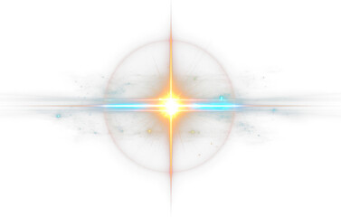 Wall Mural - Cosmic Light Flare with Overlay of Galactic Elements Isolate on Transparent Background, cutout, png