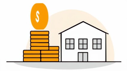 Wall Mural - Minimal Vector Design of a House with Stacked Blocks in a Clean Aesthetic Style