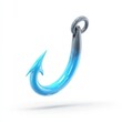 © nattapon - A glossy blue fishing hook with a sleek design, suitable for representing themes of fishing, adventure, or outdoor sports, Great for articles, advertisements, or websites about fishing activities,