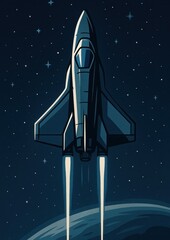 Wall Mural - Futuristic spacecraft soaring through space.