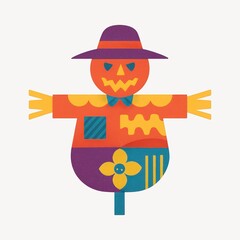 Wall Mural - colorful geometric scarecrow illustration.