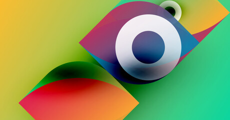 Wall Mural - abstract shapes overlap, creating vibrant color blends. design features circular elements, smooth gr