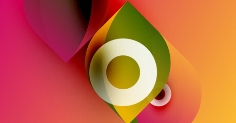 Wall Mural - abstract colorful shapes overlap, creating dynamic visual effect. warm tones dominate composition, w