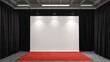 © Topa Studio - 3d render press wall on red carpet. Empty banner backdrop. 3d render