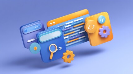 Digital Development: A vibrant illustration of coding and programming tools. Embodying the essence of innovation, it showcases software development with a modern touch. 