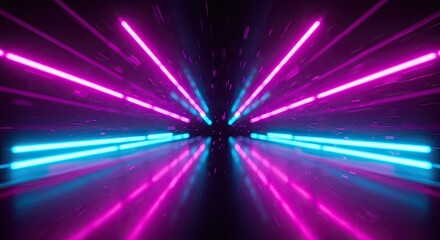 Wall Mural - Dynamic Neon Light Tunnel: Abstract Futuristic Design with Vibrant Colors