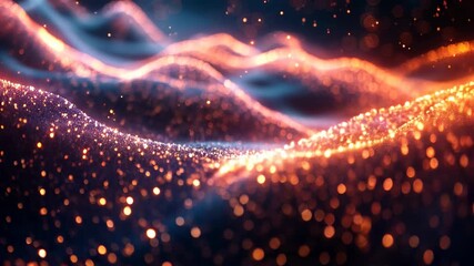 Wall Mural - Vibrant abstract background of glowing particles and bokeh lights in motion.