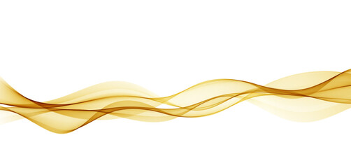 Wall Mural - Soft Gold Gradient Transparent Wave Background. Colorful Flowing Wavy Smoke Lines isolated on white background. Vector illustration