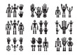 © AIStore - Set of robotic hand silhouette black vector white background