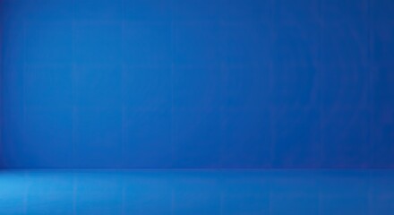 Wall Mural - Minimalist Blue Studio: Empty Space with Reflective Floor and Gradient Lighting
