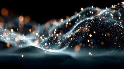 Abstract digital wave of particles. Futuristic point wave. Technology background vector. Vector illustration