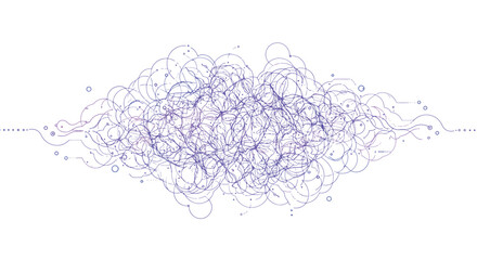 Abstract purple circular network design on white background