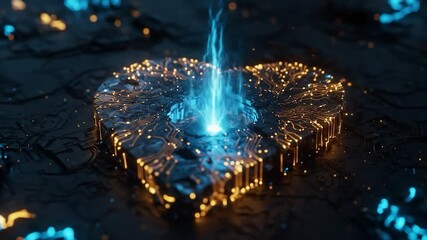 Glowing circuit heart technology concept artificial intelligence computer design