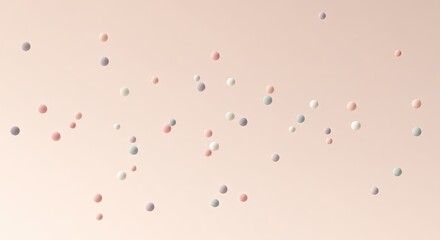 Wall Mural - Pastel Spheres Floating Against Soft Pink Background, Abstract Composition.