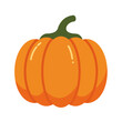 © Gabriel - Vibrant orange pumpkin with green stalk, isolated vector illustration for fall season