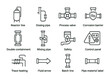 © GRACE - Chemical Plant Icons. Outline icon set of chemical plant piping: reactor line, dosing pipe, process valve,