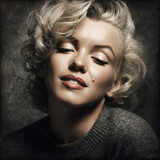 monroe, inspired, illustration, marylin, monroe, monro, gemalt, aquarell, comic, popart, frau, schönheit, haar, gestalten, gesicht, leitbild, make-up, lippen, glamour, auge, haut, person, black, close
