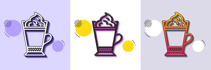 Wall Mural - latte coffee with whipped cream icon. halftone dotted pattern. gradient icon with grain shadow. hot 