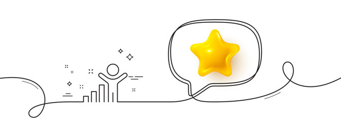 Wall Mural - winner line icon. continuous line with 3d star. best results sign. first place symbol. 3d star in sp