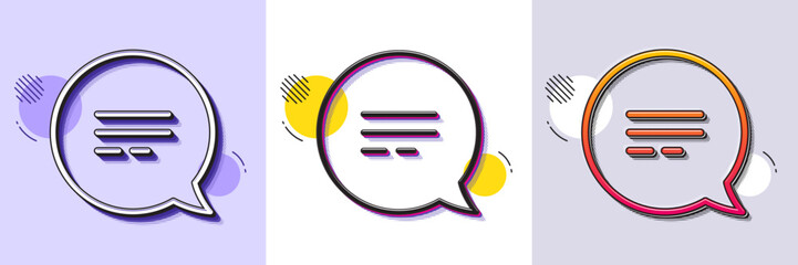 Wall Mural - text message line icon. halftone dotted pattern. gradient icon with grain shadow. chat comment sign.