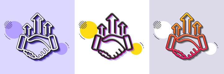 Wall Mural - deal line icon. halftone dotted pattern. gradient icon with grain shadow. business handshake sign. i