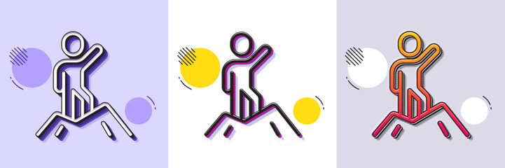 Wall Mural - leadership line icon. halftone dotted pattern. gradient icon with grain shadow. person raised his ha