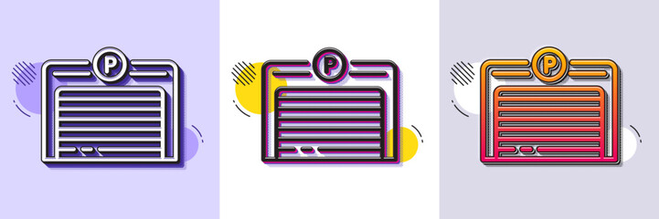 Wall Mural - parking garage line icon. halftone dotted pattern. gradient icon with grain shadow. auto park sign. 