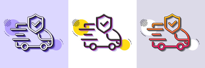 Wall Mural - transport insurance line icon. halftone dotted pattern. gradient icon with grain shadow. car risk co
