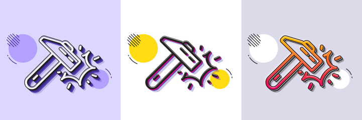 Wall Mural - hammer blow line icon. halftone dotted pattern. gradient icon with grain shadow. crash protection si